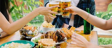 Photo of guests enjoying meal at a local restaurant.